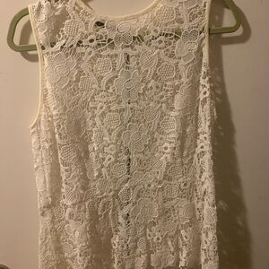 CAbi White Floral Lace Camisole Tank